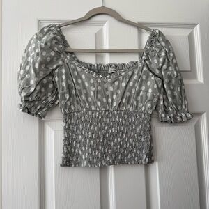 Abercrombie & Fitch Sage Green Polka Dot Blouse